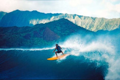 Surfing, Hanalei Bay, Kauai, 1976