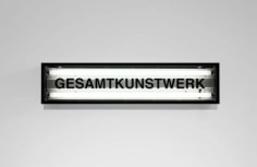 Alfredo Jaar Gesamtkunstwerk, 1988 / 2018 Lightbox with vinyl mounted on plexiglass 9 x 36 3/8 x 5 in (22.9 x 92.4 x 12.7 cm) Edition of 10 plus 3 artist's proofs  (GP2802)