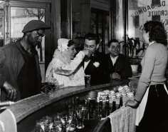 Robert Doisneau (1912-1994)  Cafe Noir et Blanc, 1948, Printed Later  Gelatin silver print  12h x 16w in 30.48h x 40.64w cm  RD_002, Black and White Photography