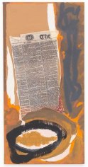 The Times in Havana, 1979-80, Acrylic and pasted papers on canvas board, 24 x 12 inches, 61 x 30.5 cm, MMG#8006