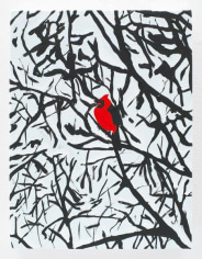 Cardinal in a Snow Storm, 2016, Acrylic on canvas, 12 x 9 inches, 30.5 x 22.9 cm, AMY#28137