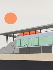 Brian Alfred, Red Sun Over Track, 2014, Collage, 10 1/4 x 7 3/4 inches, 26 x 19.7 cm, A/Y#21515