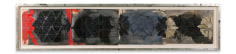 +&#039;s &amp;amp; -&#039;s #21, 2018,&nbsp;Oil stick, encaustic, vintage Indian paper in artist&#039;s frame,&nbsp;12 3/4 x 56 1/4 inches,&nbsp;32.4 x 142.9 cm,&nbsp;MMG#30907