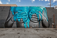 Turquoise Paint Breast Mural, Los Angeles, 2011