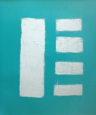 Sanded Vertical Rectangle with Four Horizontal Rectangles on Light Blue, 2005