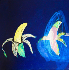 Nikky Morgan-Smith Solonge&rsquo;s Bananas by Night, 2019  Acrylic, oil crayon on ply wood panel