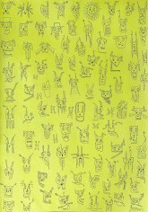 Michael Stiegler  Faces - Yellow, 2019 art from the exhibition on Bowery at Lone Goat Gallery