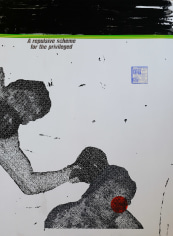 Jacob Boylan  Bloodsport, 2020  Acrylic, silicon, electrical tape &amp; collage on plywood  121h x 90w cm