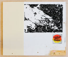 Jacob Boylan  A House Burns, 2020  Silkscreen, silicon &amp; acrylic house paint on plywood  64h x 74w cm