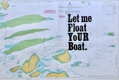 Hannah Cutts  Let Me Float Your Boat, 2020  Letterpress on vintage maritime map