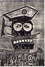 Antonio Berni. El coronel, amigo de Ramona (Ramona&rsquo;s Colonel Friend) Ed. 2/10, 1963-1964. Xylo-collage and relief on paper. 39 3/8 x 25 3/8 in. (100 x 64.4 cm.)