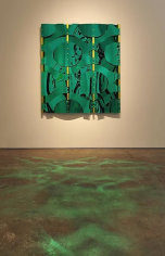 Thomas Glassford, Variegated Green Cell, 2011, Mirrored Plexiglas and anodized aluminum, 59&quot; x 46&quot; x 2 3/4&quot;