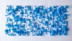 Gabriel de la Mora.&nbsp; Idea 596, 2011. Post it flags and pencil on paper. 17 ⅛ x 10 ⅞ x 5 ⅛ in.