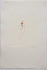 Liliana Porter, Mascara, 2007. Hand colored etching and chine-coll&eacute;, 22 1/4 in. x 15 1/4 in.