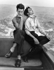 Bruce Weber. Bruce and Talisa on my Chriscraft. Bellport, NY 1982.