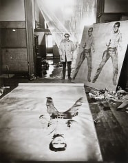 Andy Warhol (in his Studio with Elvis Presley Print), New York, 1962.