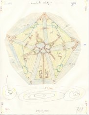 John Devlin&nbsp;(1954) Canada, Study, circular utopia, Nova Scotia&nbsp;(Etude, utopie circulaire, Nova Scotia), 1988, Technique mixte sur papier, 28 x 22 cm