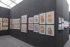 "The Doors of Perception." Installation view. Photo by Adam Reich., Works, from left: Joseph Yoakum, Agatha Wojciechowsky, Minnie Evans, Frank Jones, and Martha Grunenwaldt.