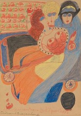 Alo&iuml;se Corbaz&nbsp;(1886-1964) Switzerland, Dans le manteau de Napol&eacute;on (In Napoleon&#039;s Coat), 1955, Crayon on paper, 23 x 16.5 in