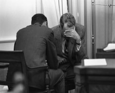 Clark Clifford and another staff member reacting to the news of Martin Luther King Jr.&#039;s assassination, White House, Washington, D.C., April 4, 1968 (Courtesy LBJ Presidential Library)