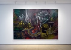 Installation view of Selected Works by 20th Century Masters featuring Roberto Matta's painting, Dar a Luz un Mundo, 1960.
