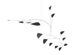 Calder, Fourteen Black Spots, 1952. This sculpture is a mobile by Alexander Calder with fourteen black polygonal elements hanging from a wire..