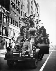 Martha Holmes, Brooklyn Dodger fans celebrating 1955 World Series victory, Flatbush Avenue, Brooklyn, 1955