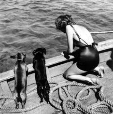 Toni Frissell, Woman with Two Dachshunds, circa 1940