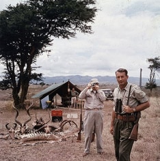 Slim Aarons, Hunter, Reggie Destro, and photographer Arnold Newman, Nairobi, Kenya, 1960