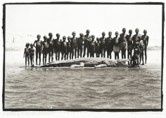 Peter Beard Studio,15' 9&quot; Pebbleworm + 23 Turkana totos at Ferguson's Gulf Spit, Lake Rudolf, Kenya N.F.D, E.A., March, 1968
