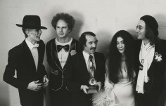Ron Galella, David Bowie, Art Garfunkel, Paul Simon, Yoko Ono, and John Lennon at the Grammy Awards, New York, 1975