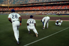 Steve McCurry,  Kal Daniels, Darryl Strawberry, and Gary Carter, Dodgers Stadium, Los Angeles, 1991