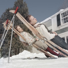 Slim Aarons, New England Skiing, 1955: Two women recline on improvised sunbeds in Cranmore Mountain, New Hampshire