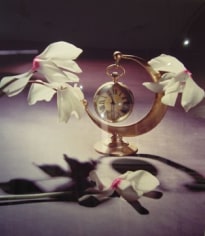 Horst,  White Cyclamens with Coco Chanel's Paris Moon Clock, New York, 1988