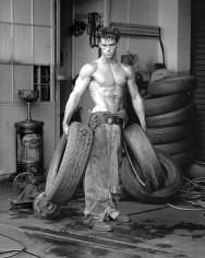 Herb Ritts, Fred with Tires, Hollywood, 1984