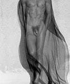 Herb Ritts, Male Torso With Veil, Full Length, Silverlake 1985