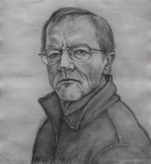 William Beckman, Self Portrait, 2007, charcoal on paper, 28 x 25 1/2 inches
