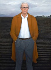 William Beckman, Overcoat with Plowed Field, 2018-21, oil on canvas, 100 x 73 inches