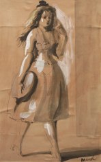 Reginald Marsh, Walking Woman, nd, ink and gouache on paper, 7 3/4 x 4 5/8 inches