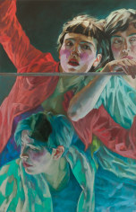 Xenia Hausner, Women in Trouble, 2018, oil on Dibond, 63 x 40 1/2 inches