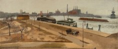 Raphael Soyer, Jackson Park, c. 1930, oil on canvas, 11 x 26 1/2 inches