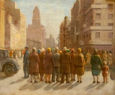 Isabel Bishop, Manhattan Street, 1929, oil on canvas, 10 x 12 1/4 inches