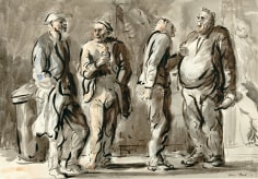 Reginald Marsh, Untitled (Bums on The Bowery), 1944, watercolor and ink on paper, 13 3/4 x 19 inches