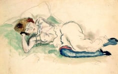Jules Pascin, Hermine au Collier, 1912, watercolor over pencil on paper, 7 1/8 x 11 3/8 inches