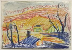 Oscar Bluemner, Hempstead Harbor at Roslyn, 1911, crayon on paper, 5 x 7 1/2 inches