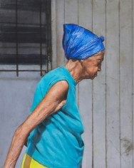 Rance Jones, Blue Scarf, 2021, watercolor on cold press paper, 12 x 10 1/2 inches