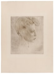 Pablo Picasso, T&ecirc;te de Femme de Profil, 1905  (probably February, Paris) From the Suite des Saltimbanques drypoint on laid Japan paper 11 1/2 x 9 3/4 inches (image) 21 5/8 x 15 9/16 inches (sheet) From the edition of 27 or 29, of the second state   Printed by Fort, 1913 Published by Vollard, 1913   (Bloch 0006) (Baer 7.b.1)