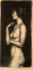 Joseph Hirsch, Nude Duchess, n.d., charcoal on paper, 16 1/8 x 9 1/8 inches