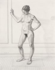 William Beckman, Study for &quot;Diana #1&quot;, facing left, 1972, pencil on paper, 22 3/4 x 18 inches