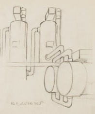 Louis Lozowick, Reactors, c.1930, pencil on paper, 13 1/2 x 10 7/8 inches